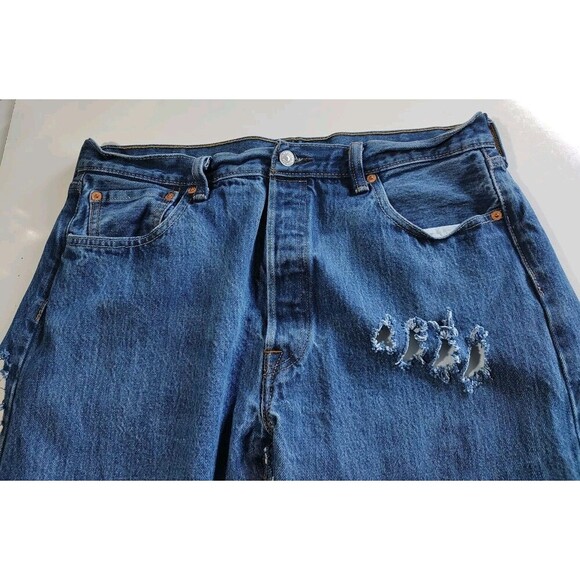 Denim Chaps LEVI 501 WOMEN Custom Cut Biker PUNK Jeans Distressed Custom 36x34 - Picture 3 of 14